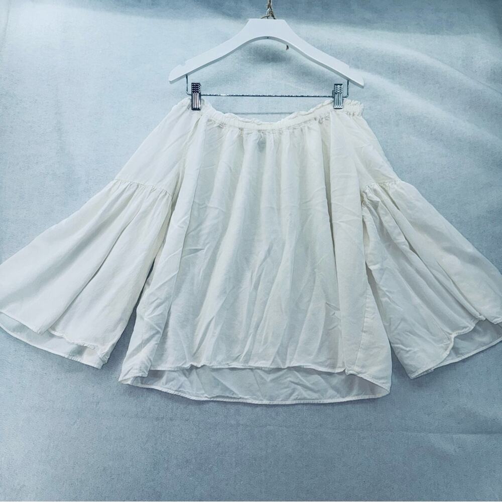 EUC Loft Off the Shoulder Peasant Blouse Bell Sleeves Ivory size Medium